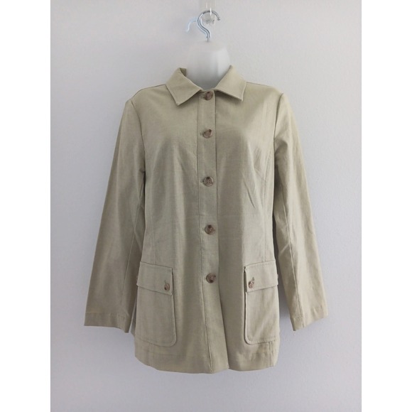 Sigrid Olsen Jackets & Blazers - Sigrid Olsen Jacket Women Medium Blazer Sporty Coat Green Safari 100% Cotton